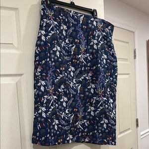 Eva Mendes for New York & Company Navy Floral Midi Skirt